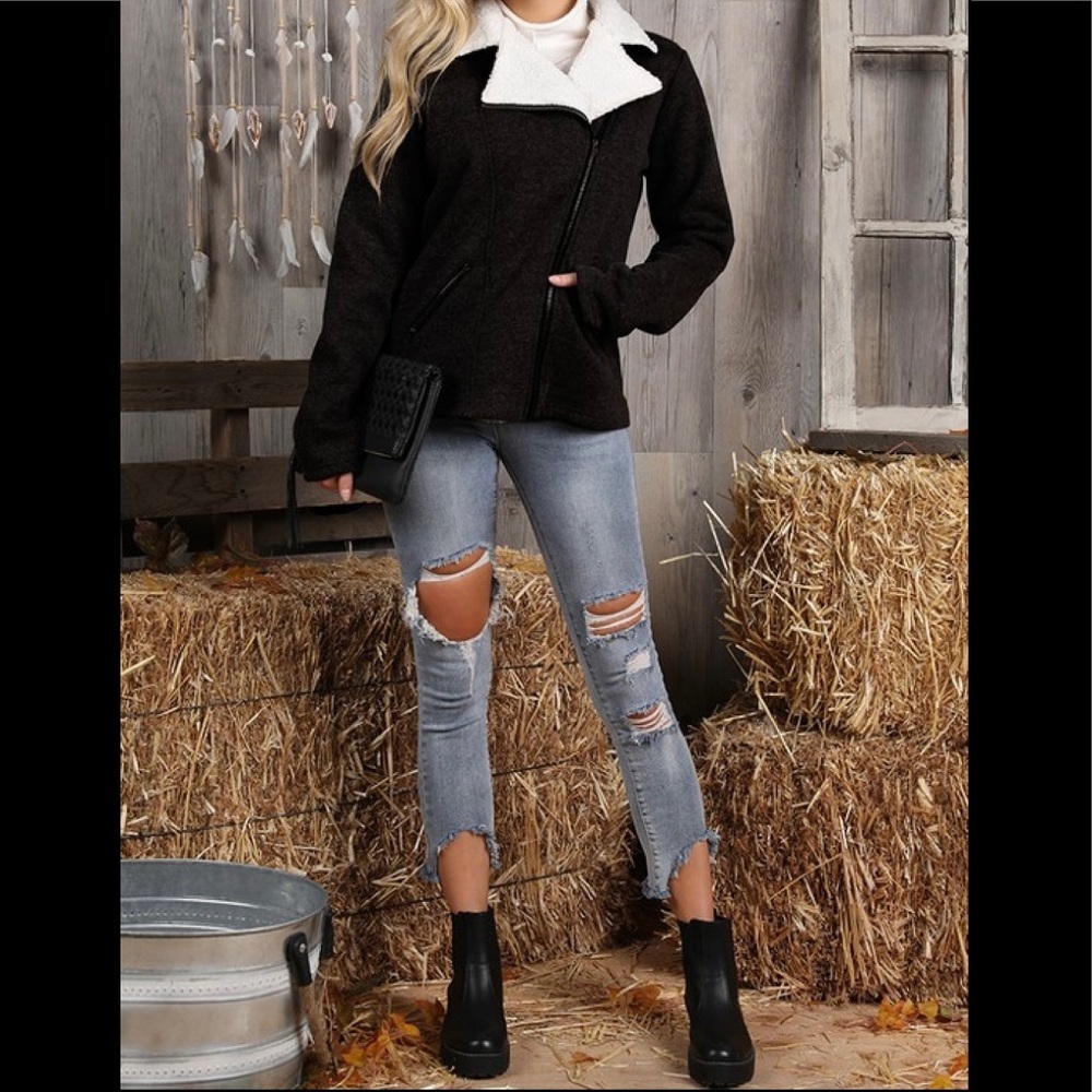 Plus size Black casual rider jacket. - Picture 1 of 3